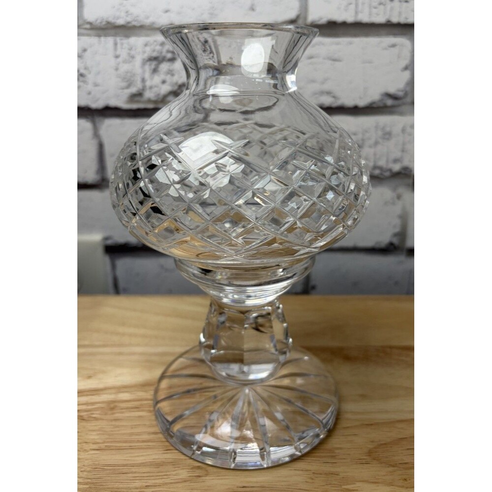 Waterford Crystal Alana Fairy Lamp Votive Candle Holder Mint Vintage 7.25”